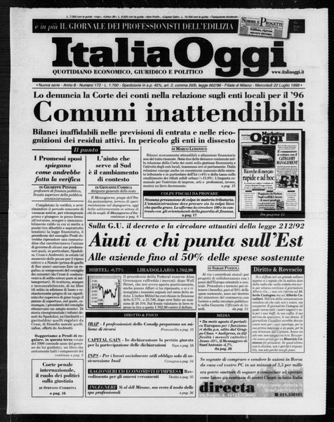 Italia oggi : quotidiano di economia finanza e politica